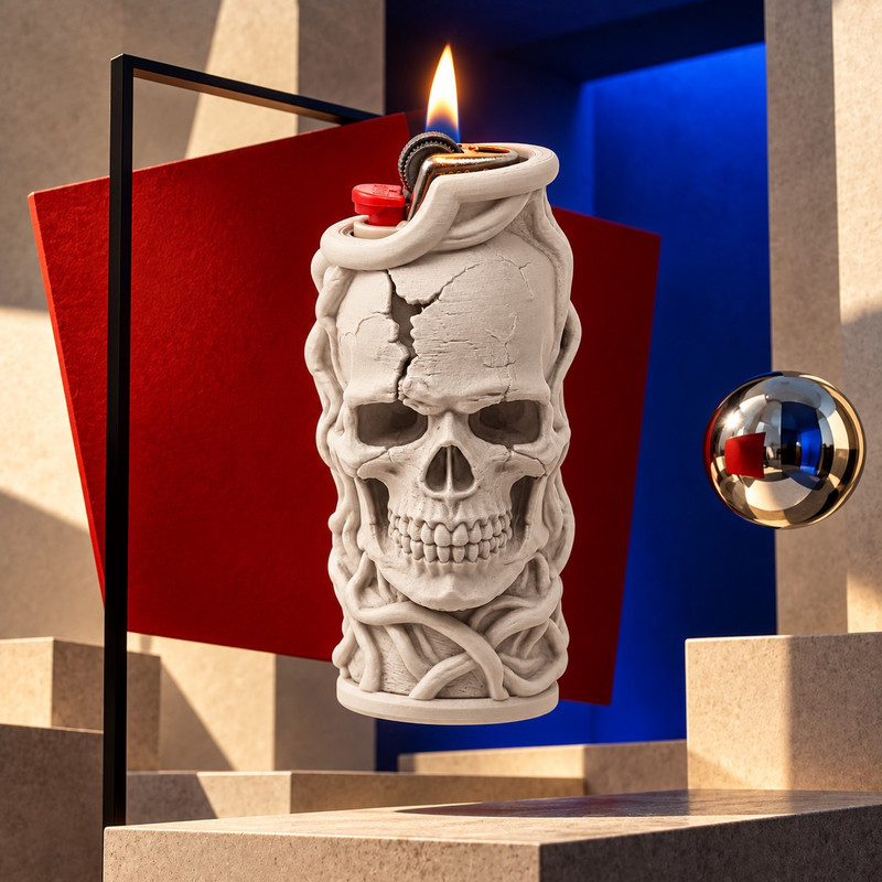 جعبه فندک طرح جمجمه مدل Skull